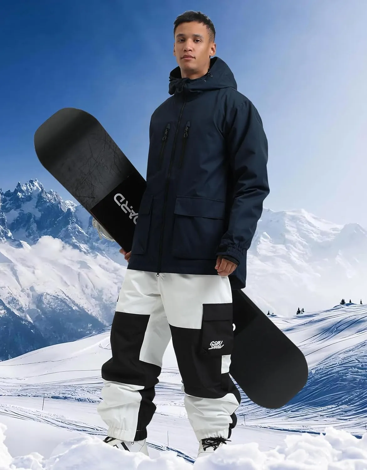 GSOU SNOW Men's Ski Jacket Snowboard Snow Coat Waterproof Windproof Insulated Winter Mountain Outdoor Sports Hooded Warm