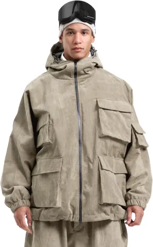 GSOU SNOW Womens Mens Baggy Snowboard Jacket Cargo Ski Cloth Multi-Pockets Warm Waterproof Windproof Mountain