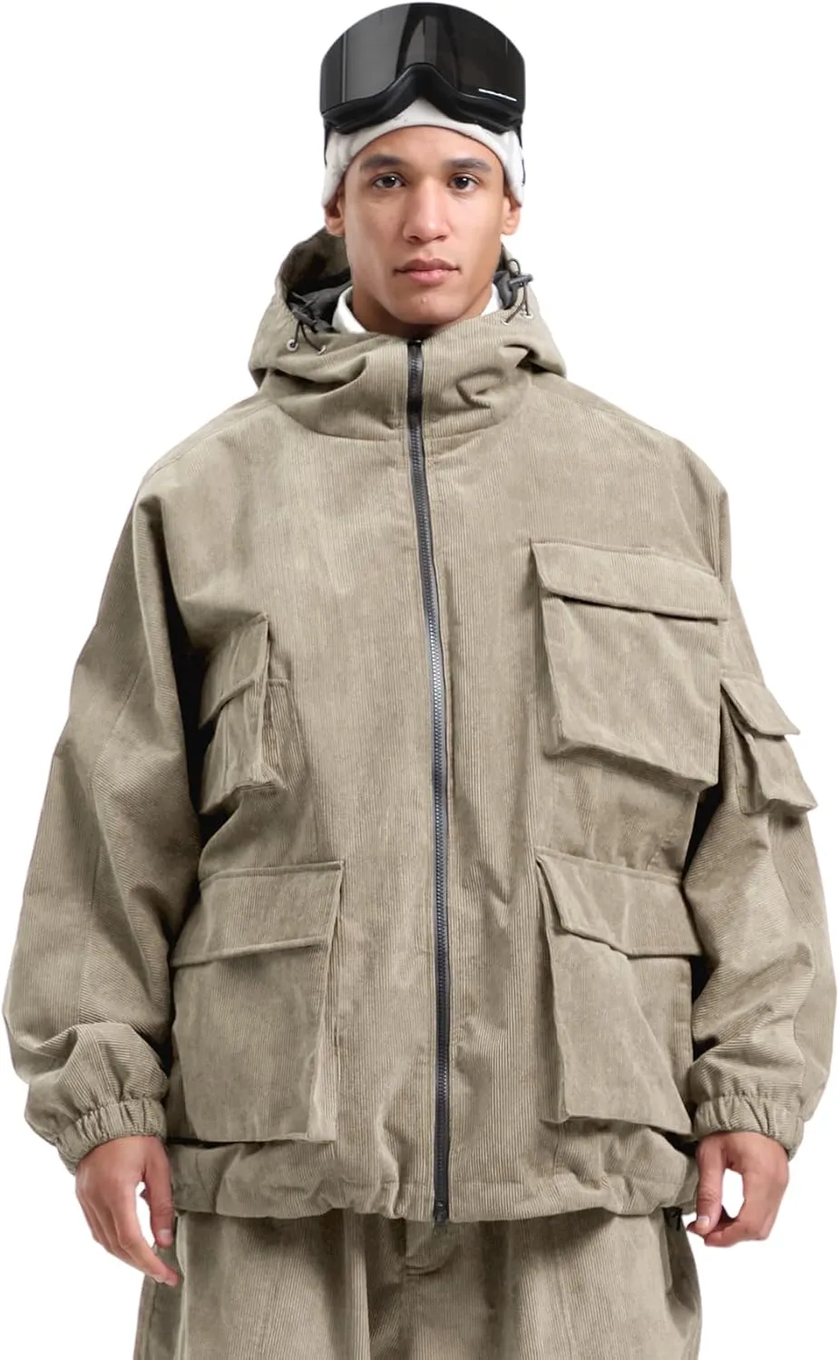 GSOU SNOW Womens Mens Baggy Snowboard Jacket Cargo Ski Cloth Multi-Pockets Warm Waterproof Windproof Mountain