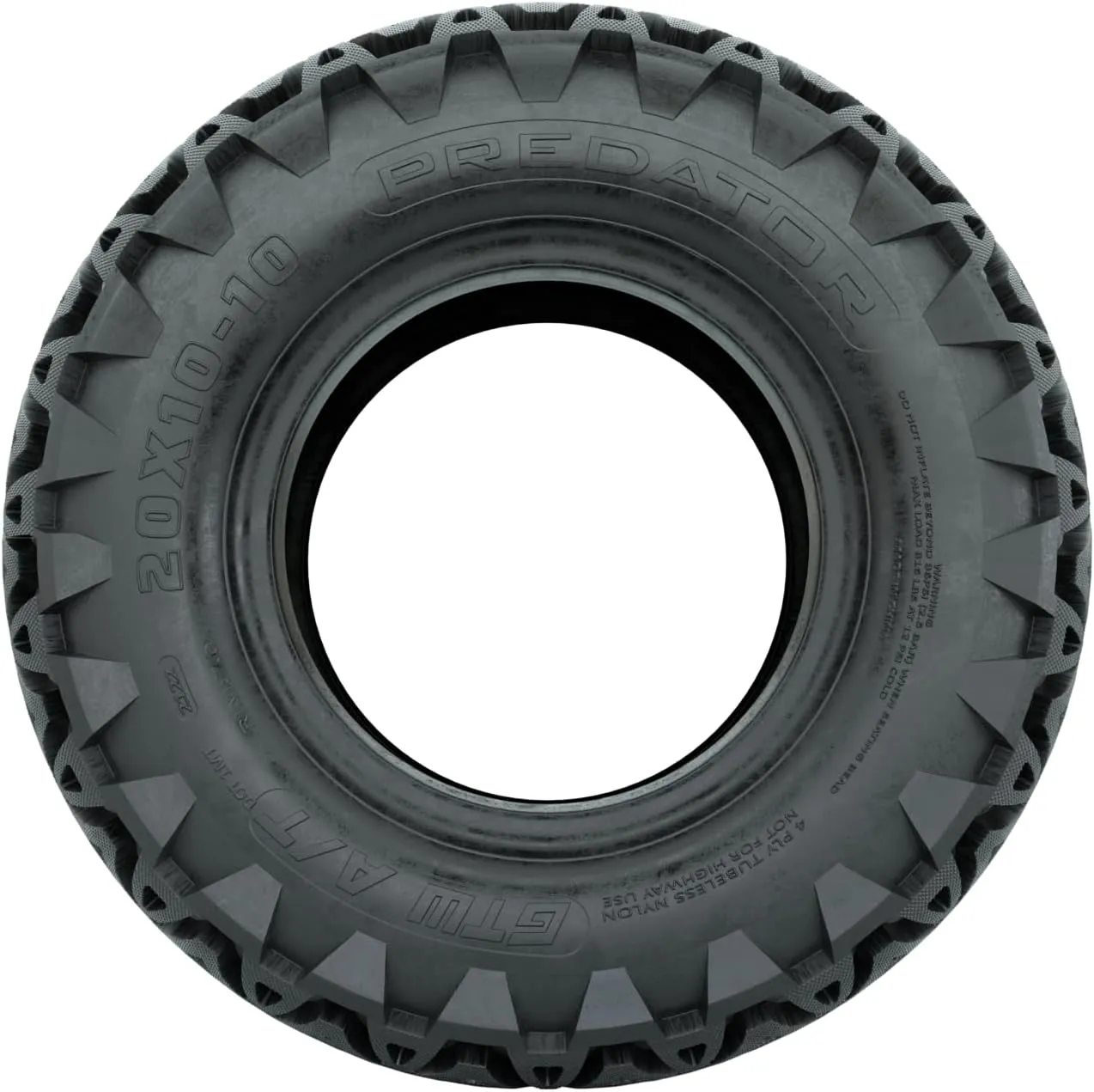 GTW Predator 20 inch Golf Cart All Terrain Tire | 20x10-10 | A/T Tire | 4-Ply | Universal Fitment with 10 inch Wheels | Set of 4