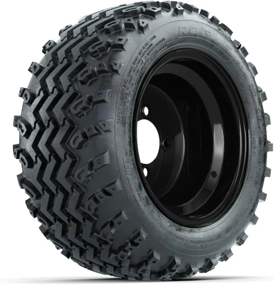 GTW Steel Black Golf Cart Wheels with All-Terrain Tires, 10 inch, 18x9.50-10, Set of 4