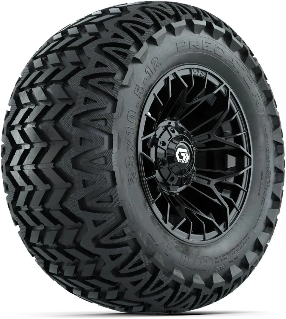 GTW Stellar Black Wheels with Predator All-Terrain Tires, 12 inch, 23x10.5-12, Set of 4