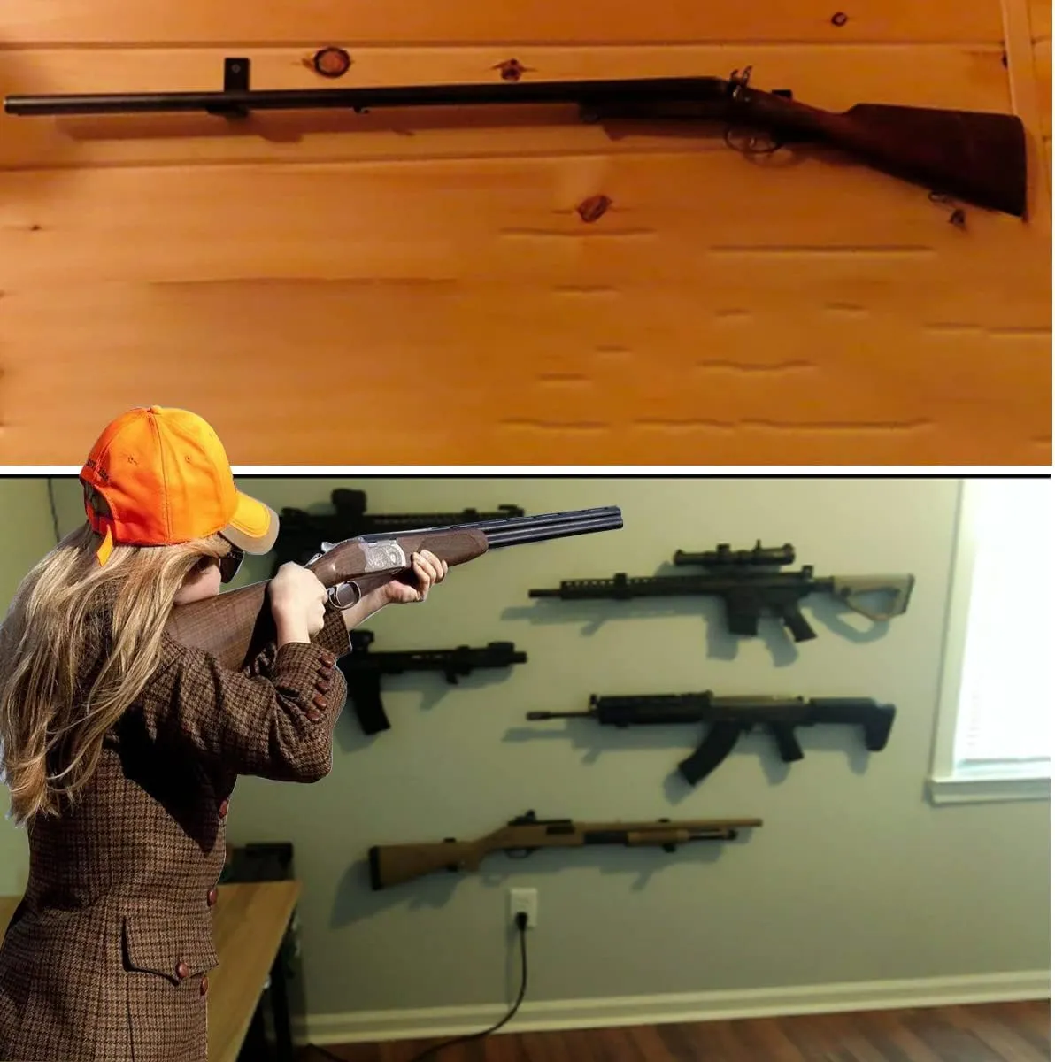 GuRK Gun Hooks,Folding Indoor Gun Racks with Padding,Excellent for Hanging or Storing Any Long Gun,Shotgun,Rifle,Sword and Bow,Sturdy Gun Wall Mount