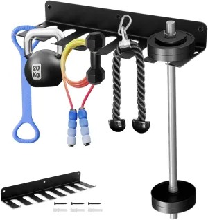 Gym Equipment Storage Rack, Resistance Bands Storage Hanger, Multi-Purpose Home Gym Rack Organizer Wall Mount for Barbells Jump Ropes Lifting Belt Gym Accessories