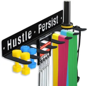 Gym Equipment Wall Storage Rack, Multi-Purpose Home Gym Organizer, Wall-Mounted Barbell Hanger for Resistance Bands, Lifting Belts, Straps, Jump Ropes, Dumbbells, Chains, Weight Belts