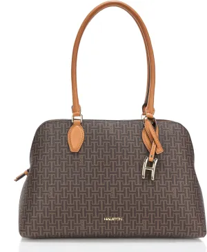 Halston Quincy Signature Logo Top Zip Tote