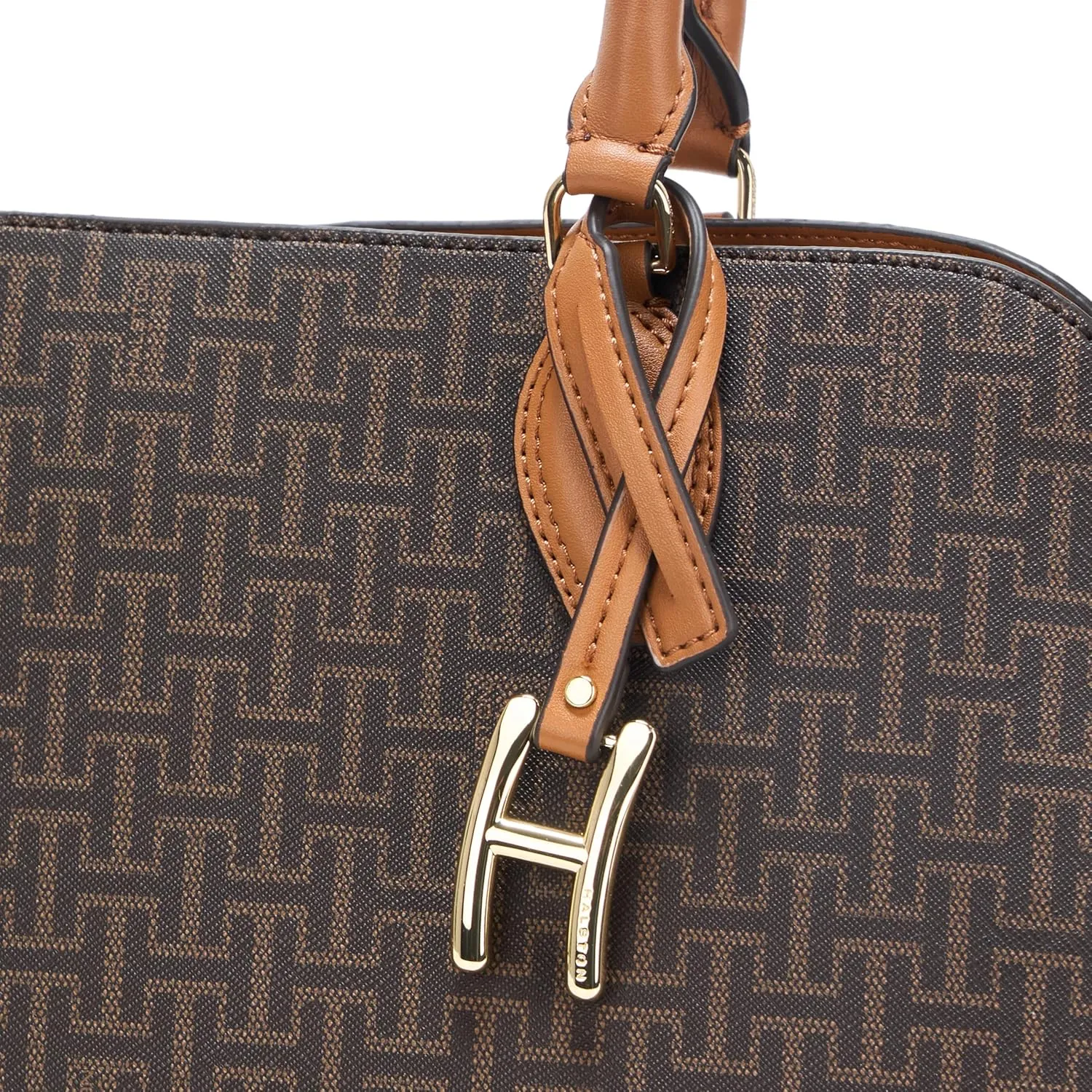 Halston Quincy Signature Logo Top Zip Tote