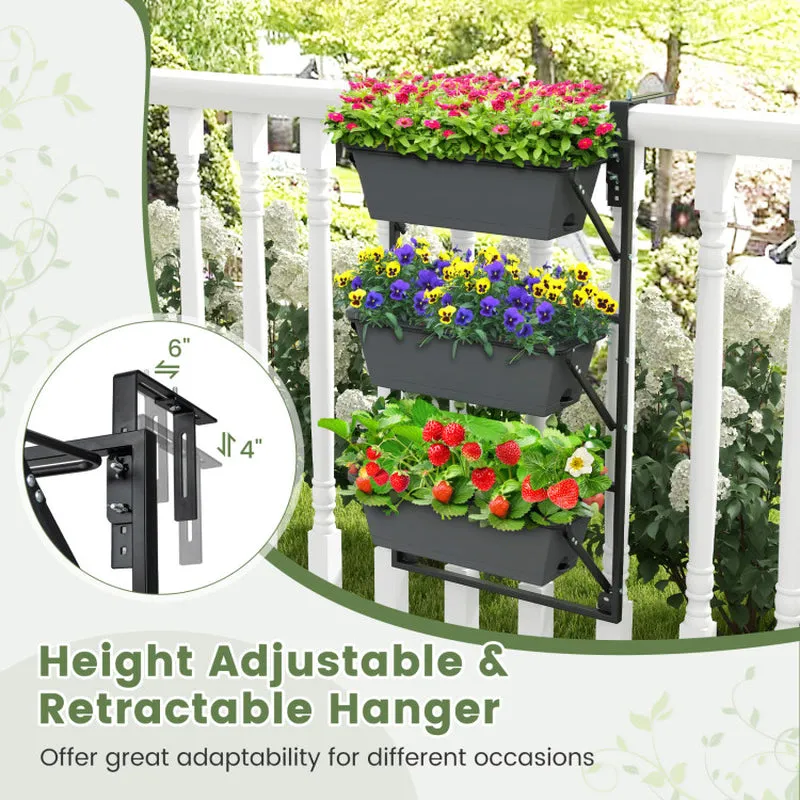 Hanging Vertical Planter Wall-Mounted Adjustable with Detachable Hooks
