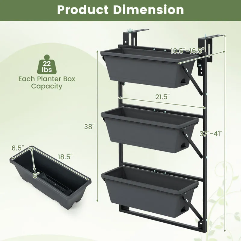 Hanging Vertical Planter Wall-Mounted Adjustable with Detachable Hooks
