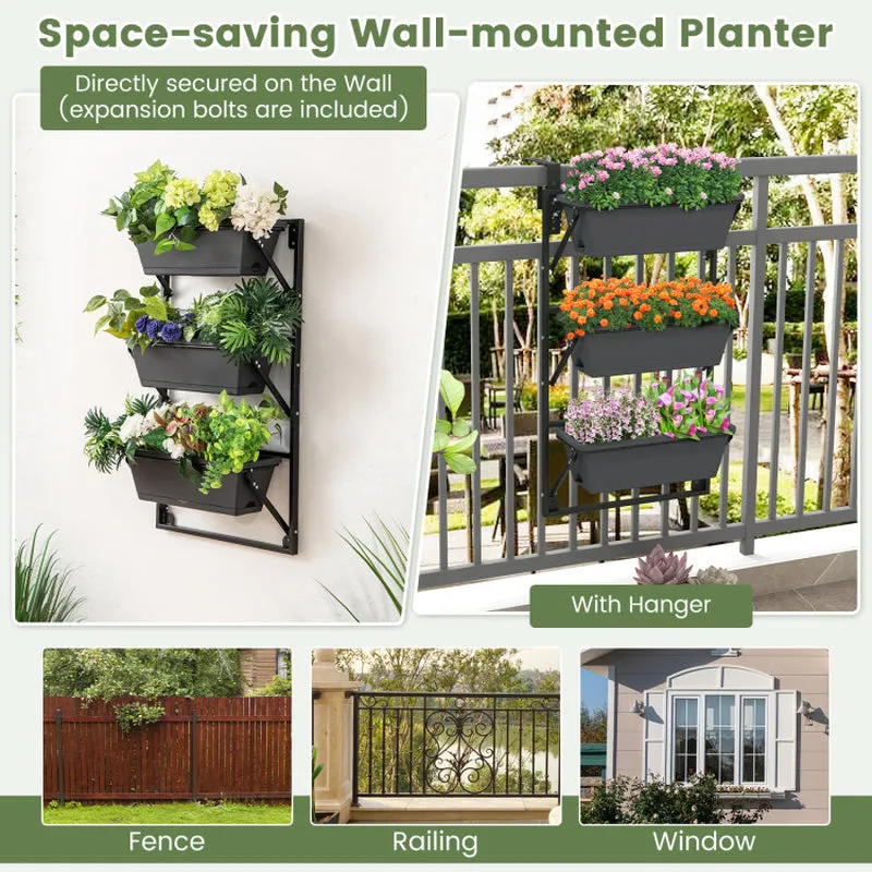 Hanging Vertical Planter Wall-Mounted Adjustable with Detachable Hooks