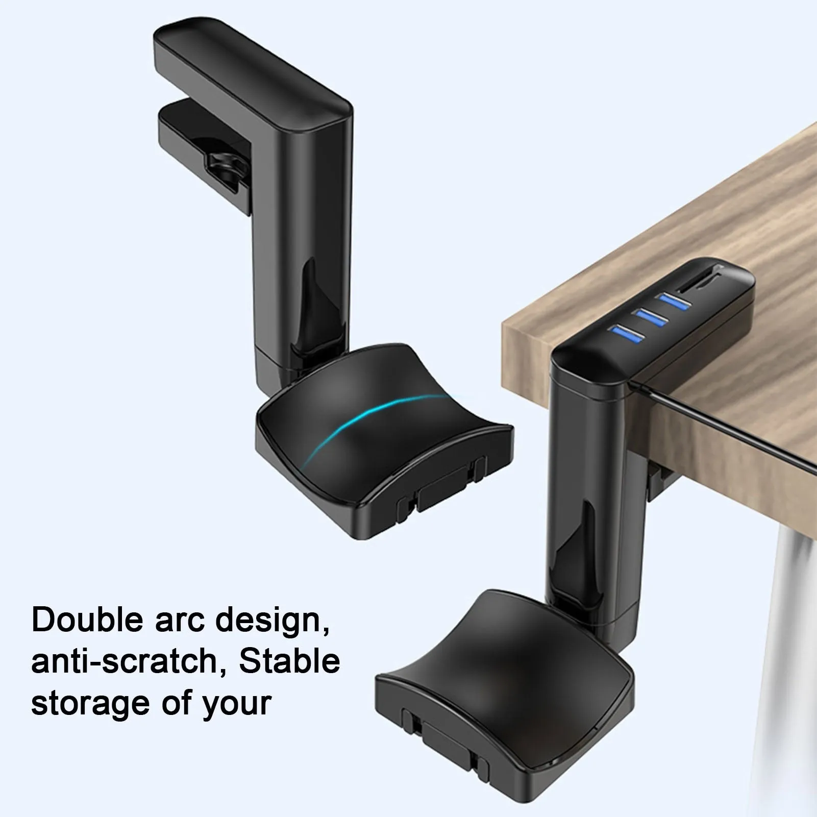 Headphone Bracket Swivel Mounted PCHeadset Display Stand Holder With USB Ports Hub Under Desk Earphones Hanger Hook