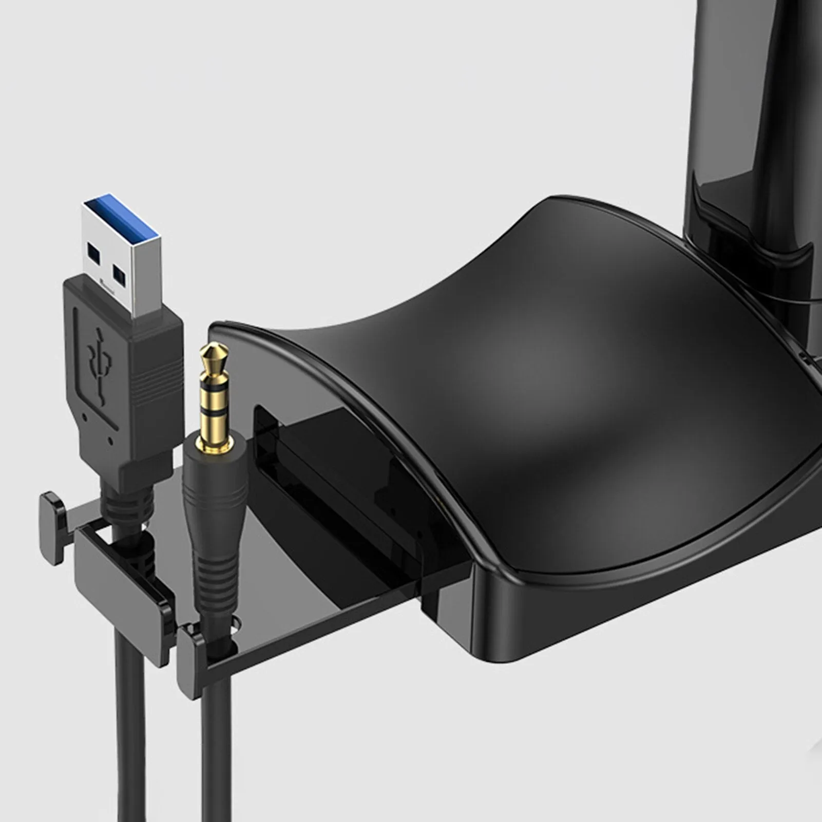 Headphone Bracket Swivel Mounted PCHeadset Display Stand Holder With USB Ports Hub Under Desk Earphones Hanger Hook