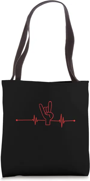 Heartbeat Hardcore Genre Punk Loud Music Rockstar Hand Tees Tote Bag