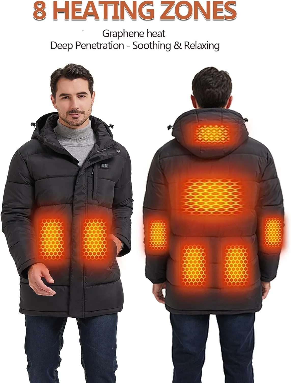 Heated Jackets for Men with Battery Pack Included, Mens Heated Jacket 8 Heat Zones, Windproof Mens Heated Coat