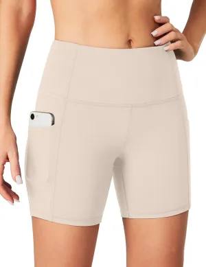 Heathyoga Biker Shorts Women Tummy Control 5" Workout Shorts Women with Pockets High Waisted Spandex Short for Gym Yoga