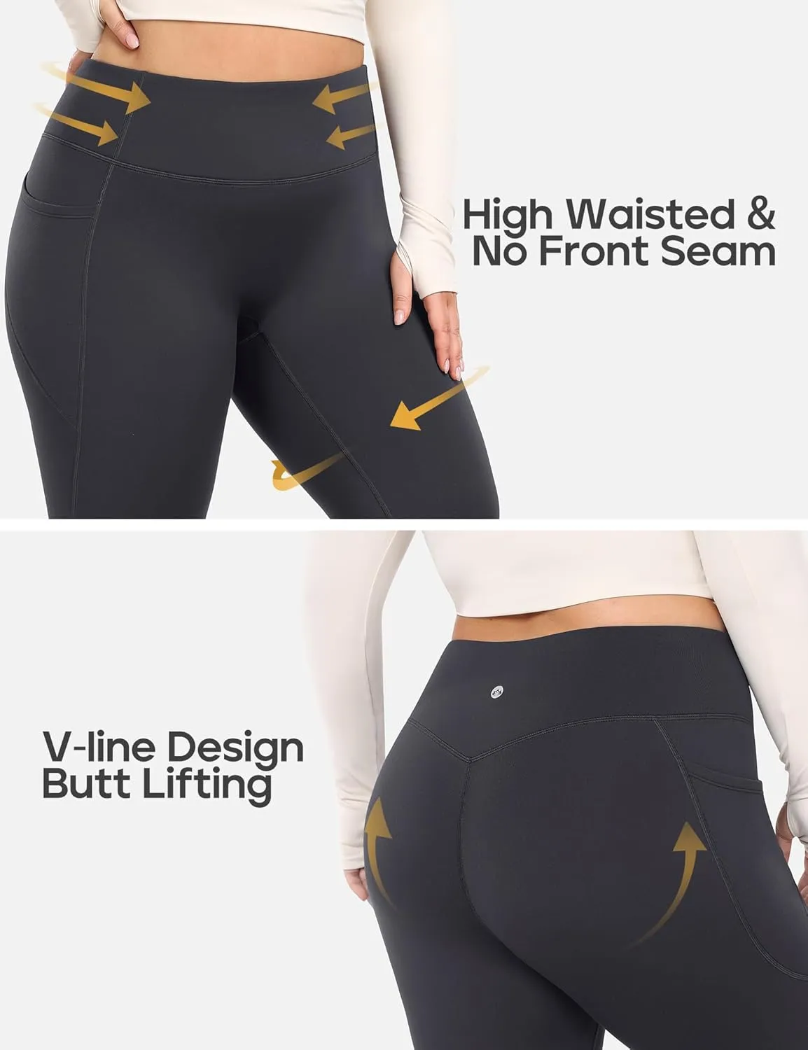 Heathyoga Fleece Lined Plus Size Leggings with Pockets Tummy Control Plus Size Pants for Women Workout Clothes XL-4XL
