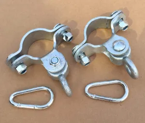 Heavy Duty 2 3/8" Stamped Steel Galvanized Playground Pipe Hangers (Pair)