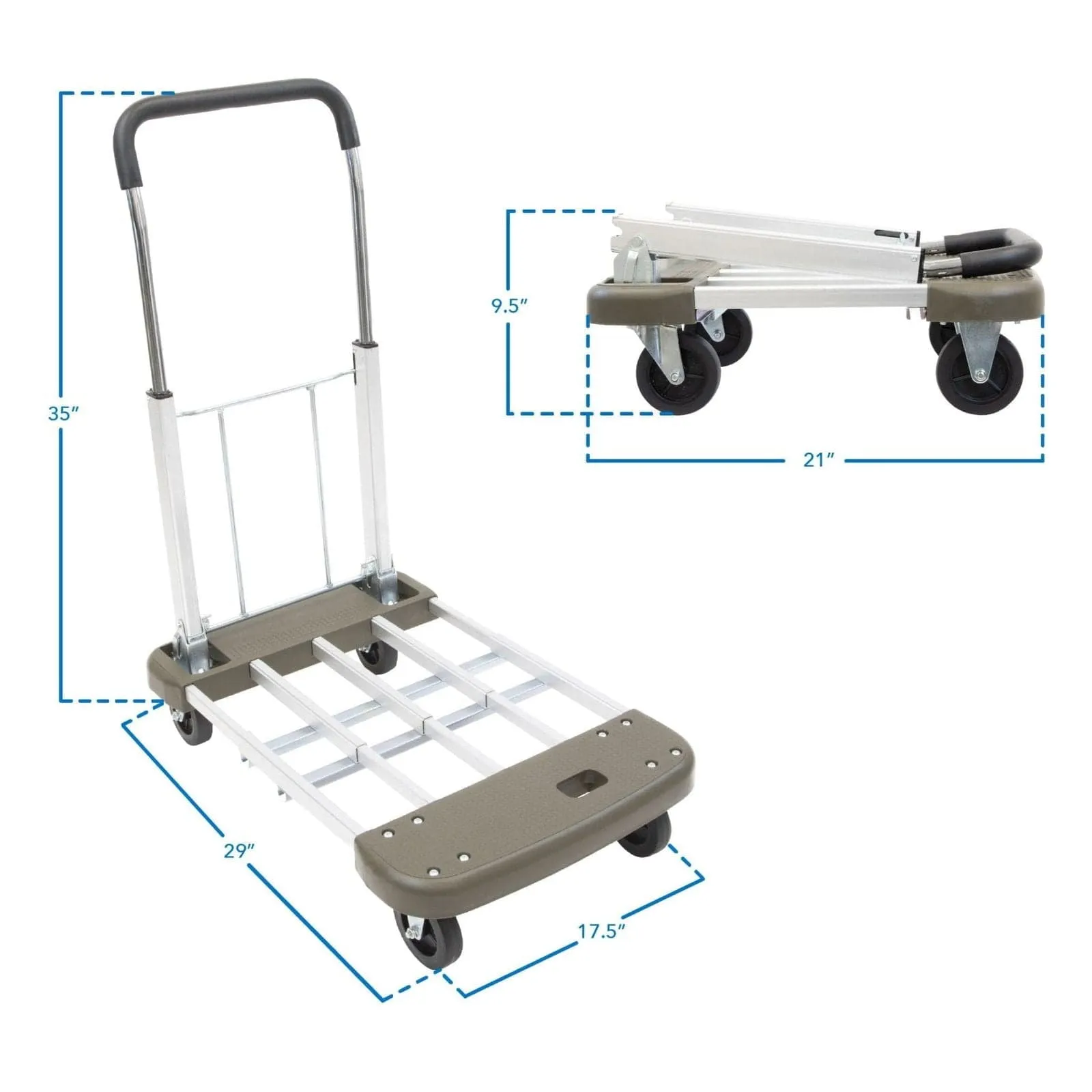 Heavy Duty Folding Platform Cart with Expandable Base