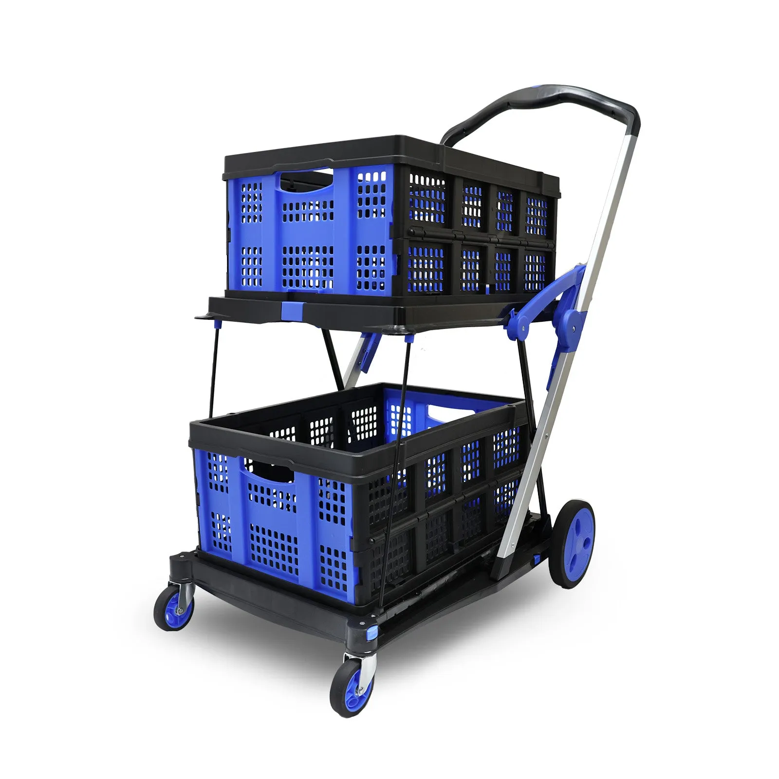 Heavy Duty Shopping Trolley Cart Foldable Utility Cart Multiple Uses Cart With Basket