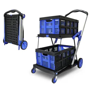 Heavy Duty Shopping Trolley Cart Foldable Utility Cart Multiple Uses Cart With Basket