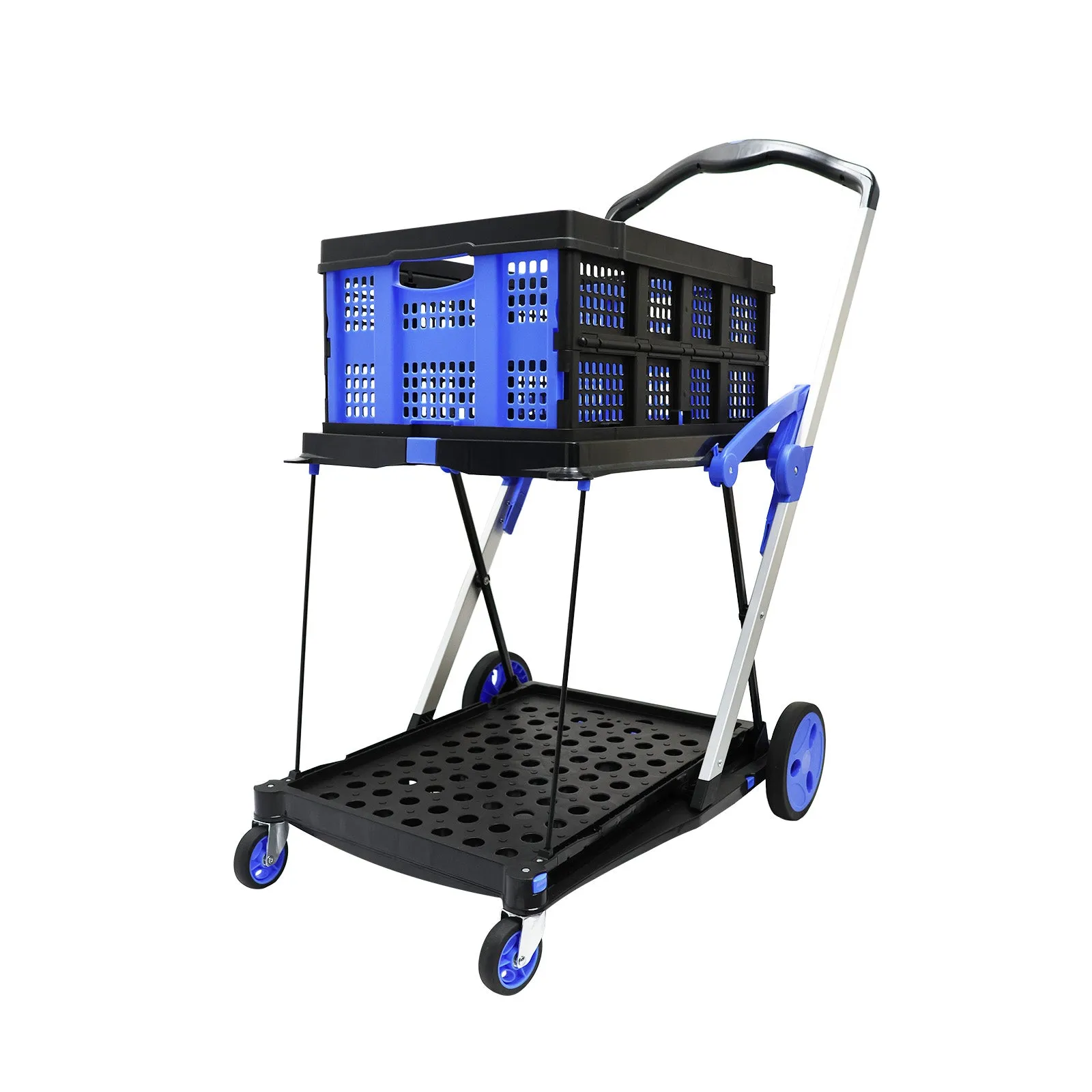 Heavy Duty Shopping Trolley Cart Foldable Utility Cart Multiple Uses Cart With Basket