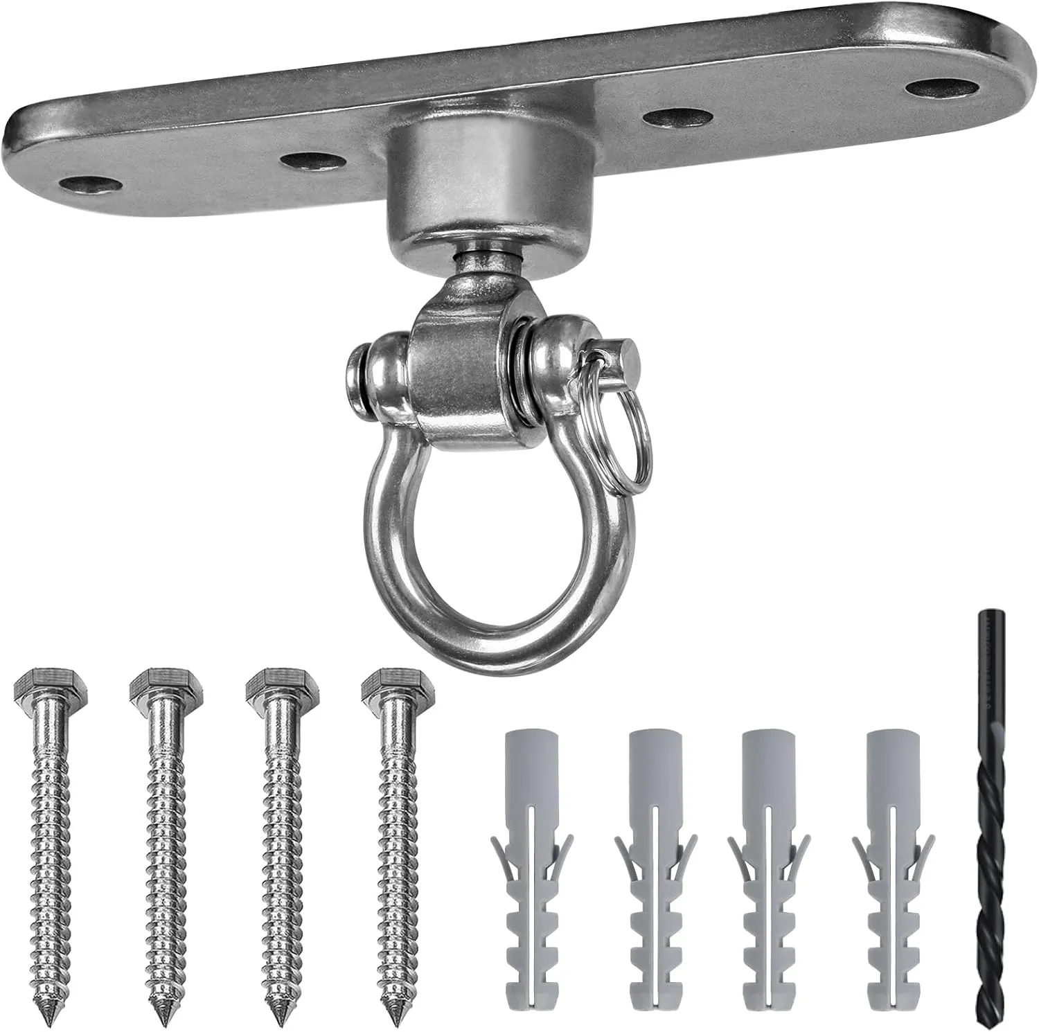 Heavy Duty Stainless Swing Hanger with Smooth Swing Bearings 180° 360°, 1500 lb Capacity for Indoor Outdoor Playground Yoga Hammock Chair Sandbag Porch Swing Bag