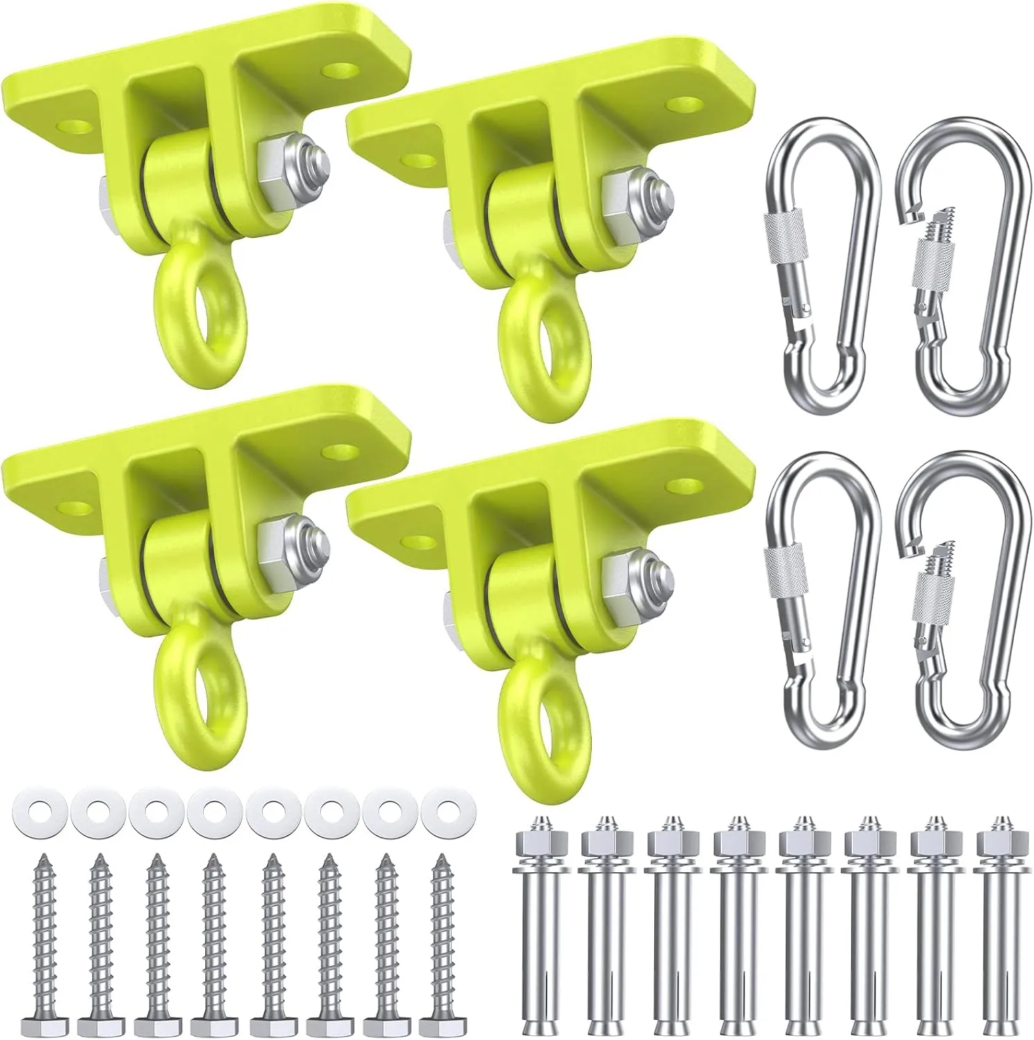 Heavy Duty Swing Hangers - 5000 lbs Capacity, Swing Set Brackets Silent Rotation, Easy Installation for Swings, Yoga Straps, Punching Bags, Hammocks & More - Indoor/Outdoor Use - 4 Pack