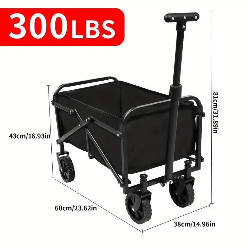 Heavy Duty Utility Portable Foldable Outdoor Beach Garden Wagon Cart with 360° All Terrain Wheels
