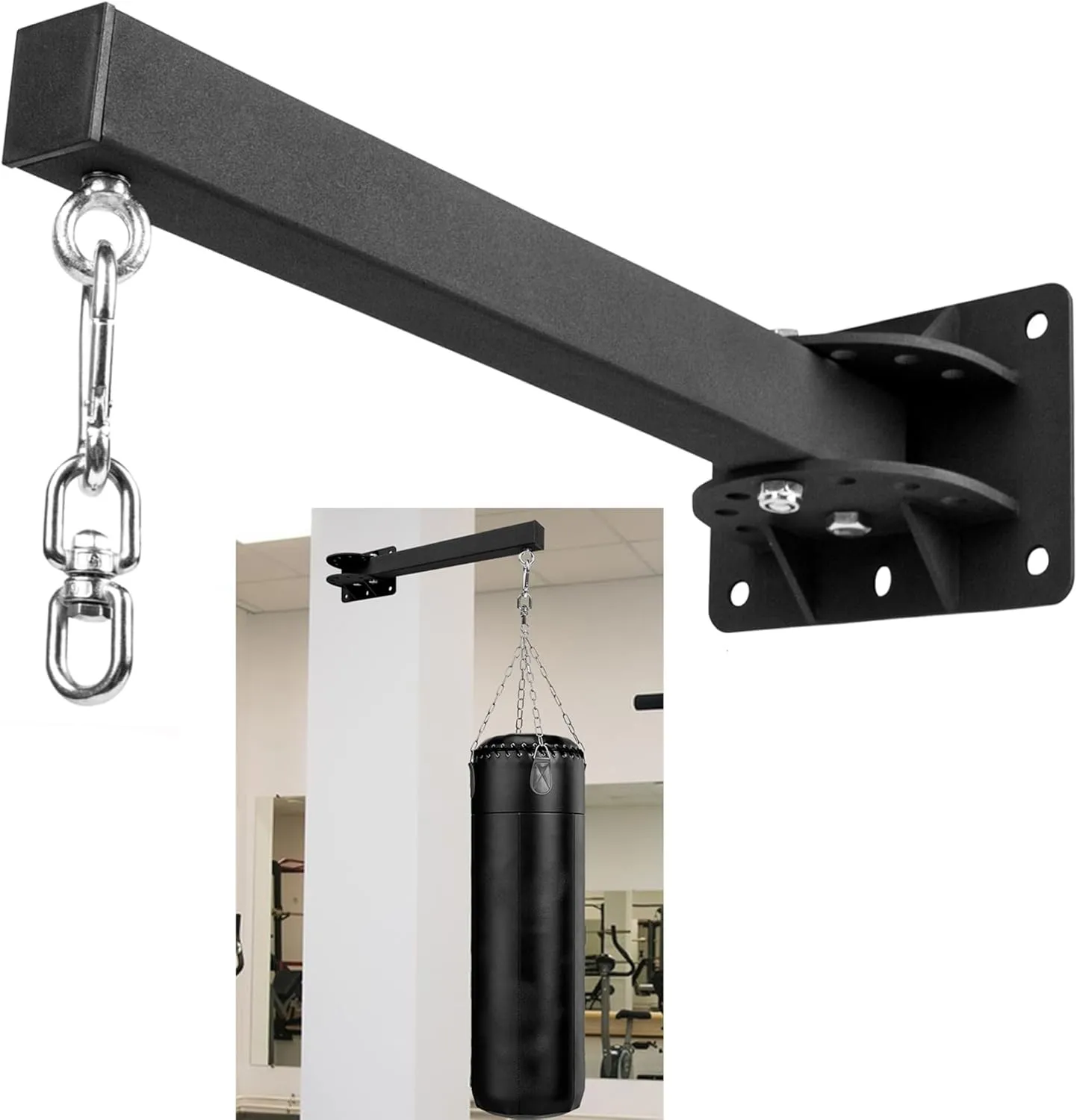 Heavy Punching Bag Wall Mount Hanger, Heavy Duty Boxing Bag Bracket, 360 Swivel Hook Punching Bag Mount Stand for Home or Gym Muay Thai and MMA Training（7 Adjustable Positions）