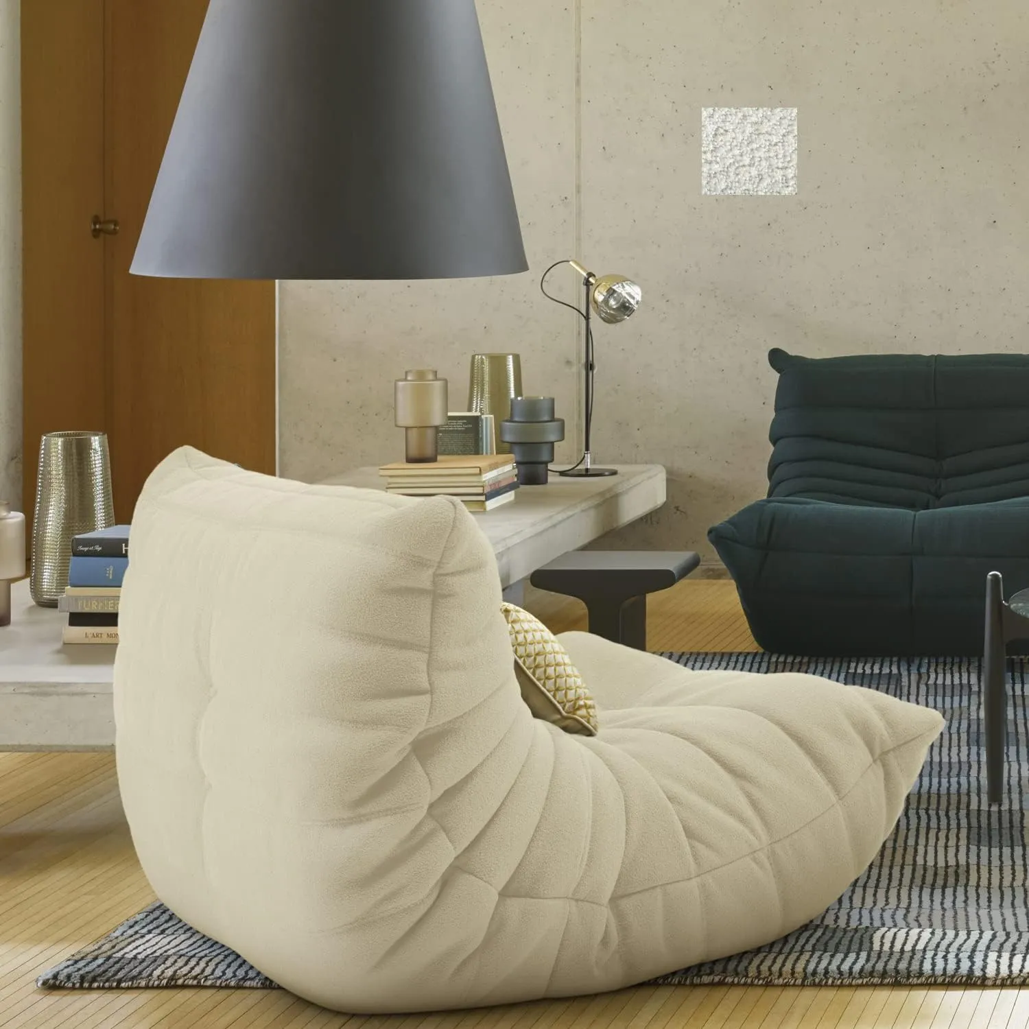 High-end Non-Compression Fireside Togo Chair, Bean Bag Chair for Adults, Comfy Soft Lazy Sofa Floor Lounge Chair for Bedroom, Living Room, Office or Lounge