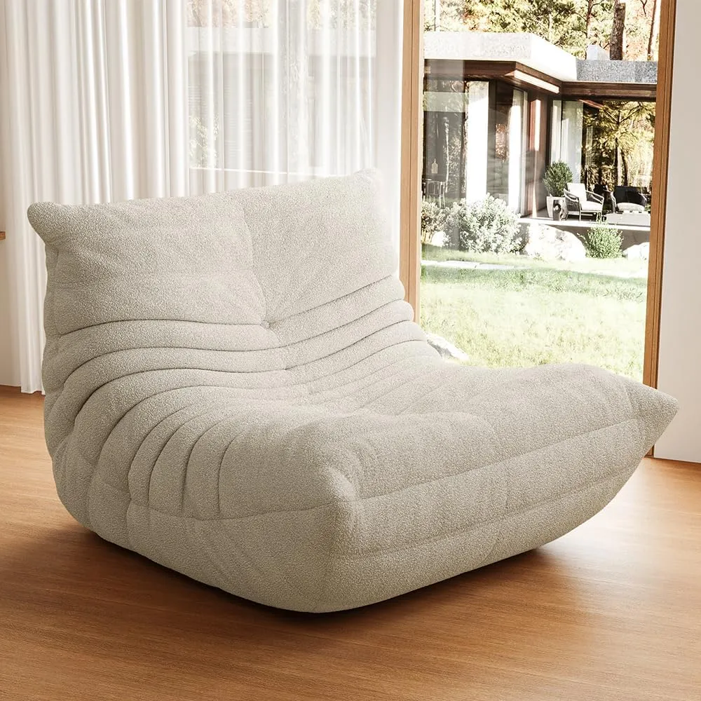 High-end Non-Compression Fireside Togo Chair, Bean Bag Chair for Adults, Comfy Soft Lazy Sofa Floor Lounge Chair for Bedroom, Living Room, Office or Lounge