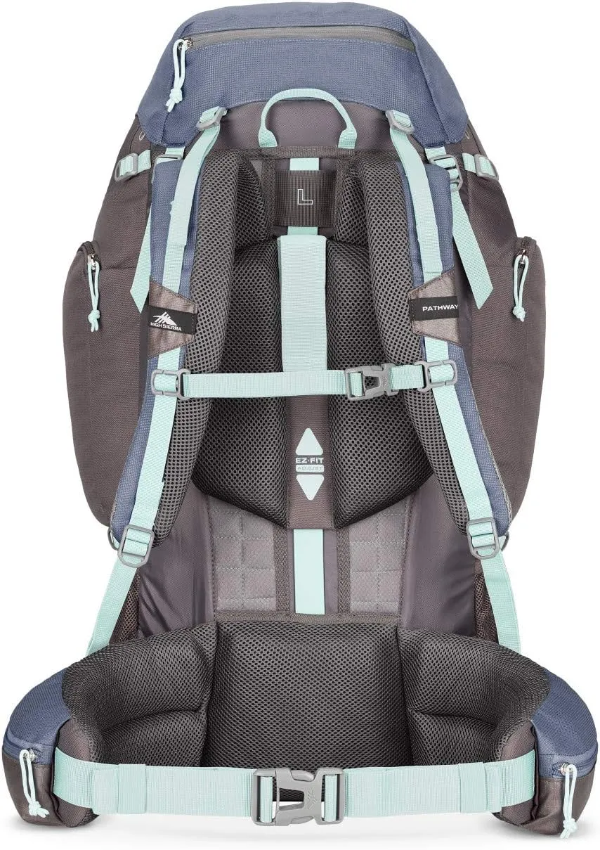 High Sierra Pathway Internal Frame Hiking Backpack, Grey Blue/Mercury/Blue Haze, 70L