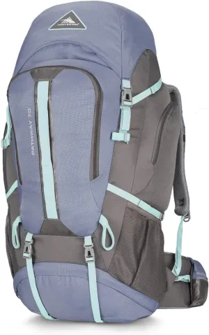High Sierra Pathway Internal Frame Hiking Backpack, Grey Blue/Mercury/Blue Haze, 70L