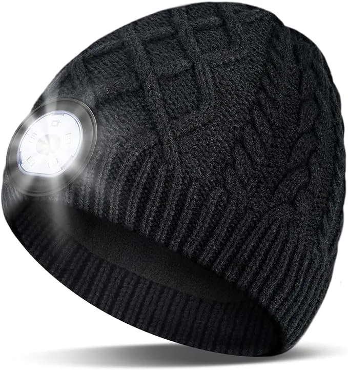 HIGHEVER LED Beanie Hat with Light: Christmas Stocking Stuffers for Men Adult Winter Gift