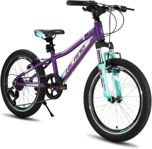 Hiland 20 Inch Kids Mountain Bike Aged 5-12, Lightweight Aluminum Children MTB with Lock-Out Suspension Fork, 7 speeds Gears, Youth Bicycle for Boys Girls