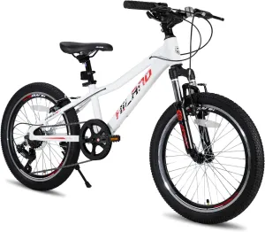 Hiland 20 Inch Kids Mountain Bike Aged 5-12, Lightweight Aluminum Children MTB with Lock-Out Suspension Fork, 7 speeds Gears, Youth Bicycle for Boys Girls