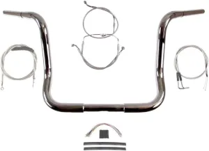 Hill Country Customs 1 1/4" Chrome 14" Ape Hanger Handlebar Kit for 2007 Harley Electra Glide, Ultra Classic, Street Glide models with Cruise Control - BSC-BB14C-ESG07-C