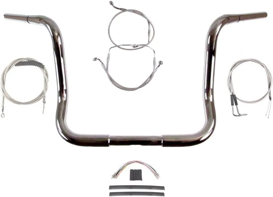 Hill Country Customs 1 1/4" Chrome 14" Ape Hanger Handlebar Kit for 2007 Harley Electra Glide, Ultra Classic, Street Glide models with Cruise Control - BSC-BB14C-ESG07-C