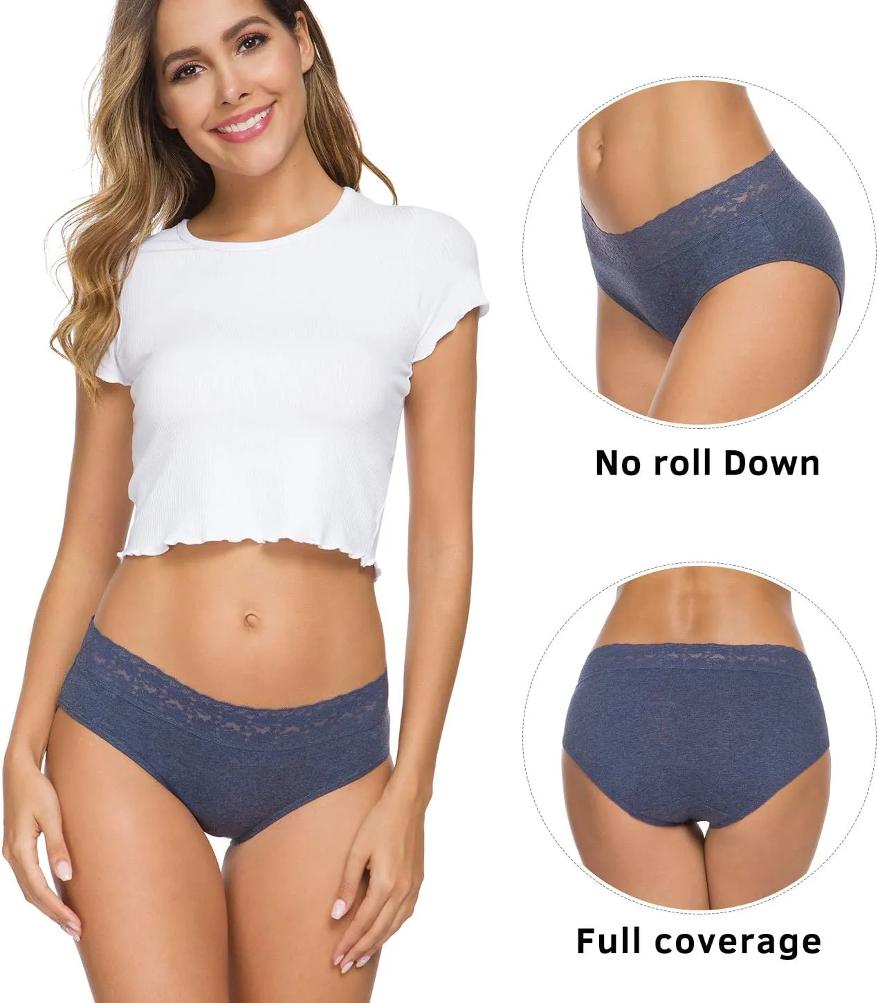 Hipster Panties for Women Underwear Lace Bikini Hip-huggers Panties 5 Pack(218S-Black)