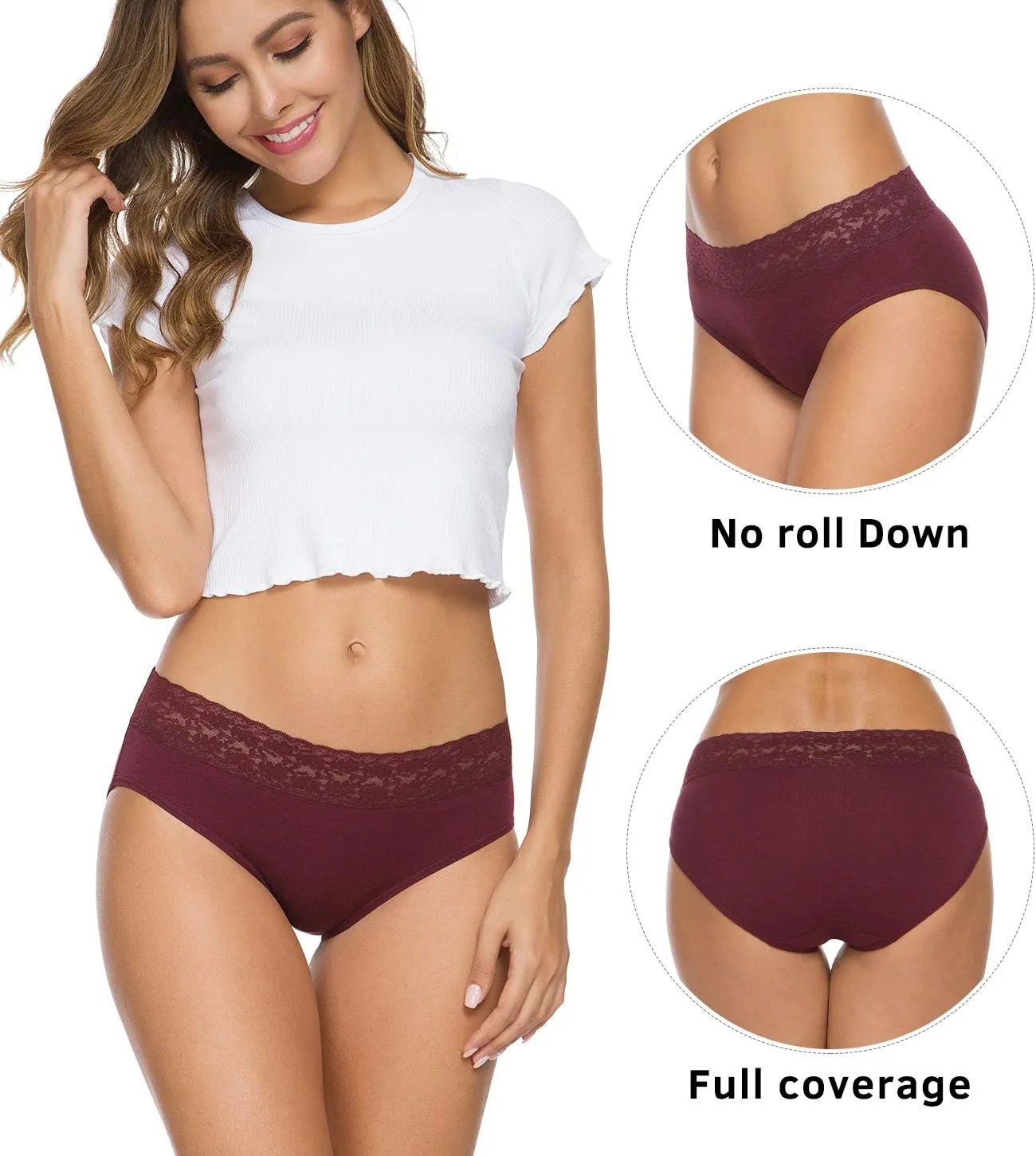 Hipster Panties for Women Underwear Lace Bikini Hip-huggers Panties 5 Pack(218S-Black)