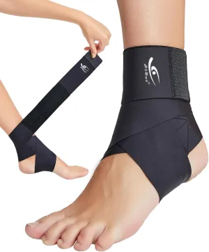 HiRui Ultrathin High-Elastic Ankle Wraps Ankle Brace for Men Women Kids, Adjustable Ankle Straps for Running, Football, Basketball, Sprains, Arthritis, Plantar Fasciitis (Black, Medium (Pack of 2))