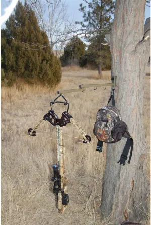 HME Easy-to-Use Durable Adjustable Better Crossbow Hunting Holder w/360-Degrees Rotating Fork, Flared Mounting Bracket - 3/8" Folding Arm Bolt Size