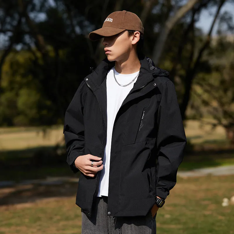 Hooded spring and autumn outdoor hard shell windproof thin coat fashion mountain jacket Camping Hiking Jackets