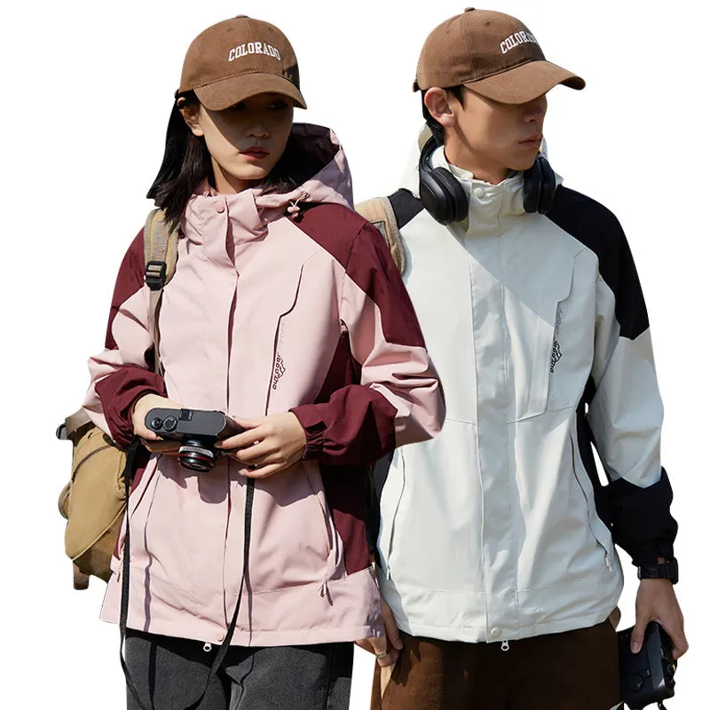 Hooded spring and autumn outdoor hard shell windproof thin coat fashion mountain jacket Camping Hiking Jackets