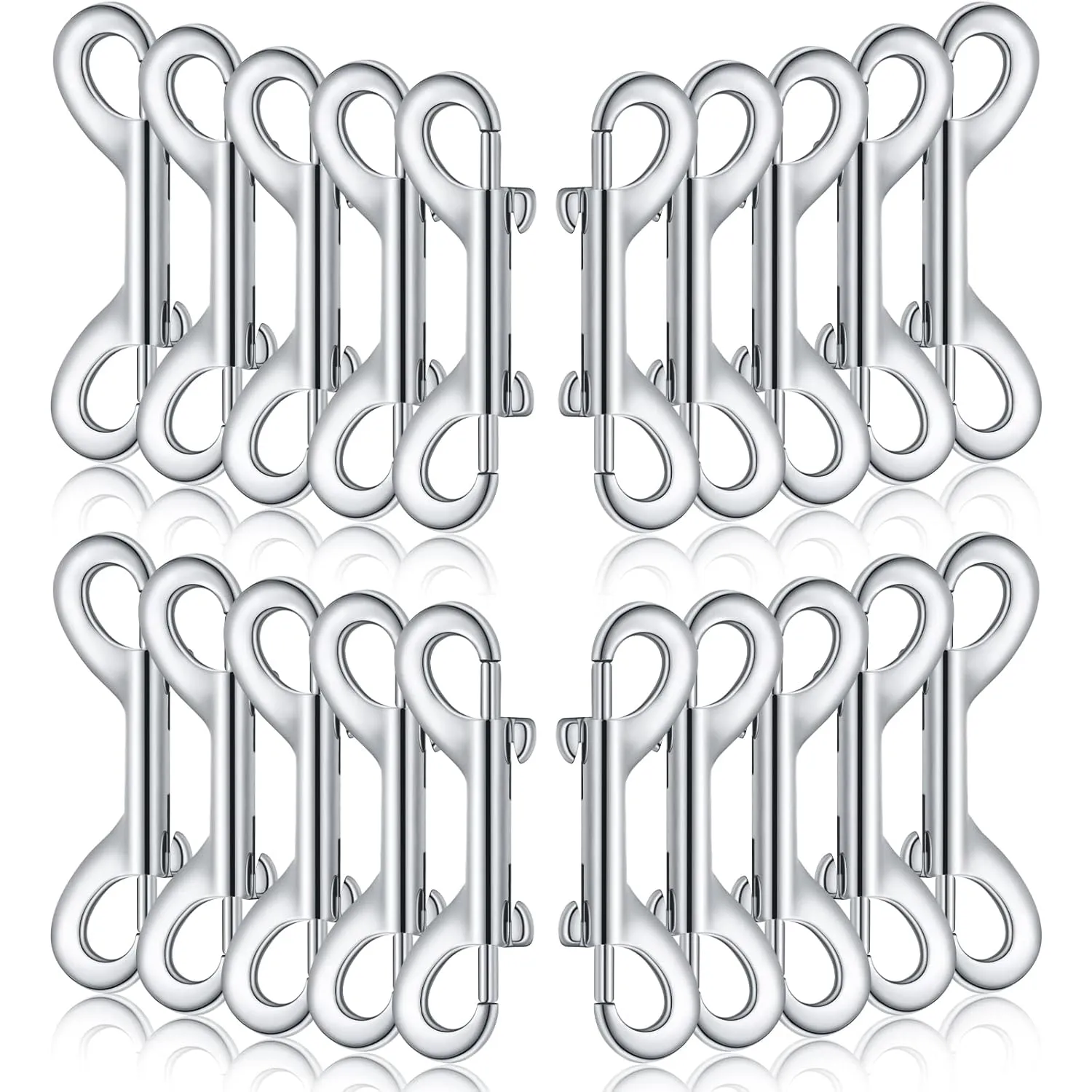 Hotop 20 Pcs 4.7 Inch Double Ended Bolt Snaps Hooks Zinc Alloy Trigger Chain Metal Clips Key Holder for Linking Key Chain Dog Leash Collar Pet Sling Feed Buckets(Silver)