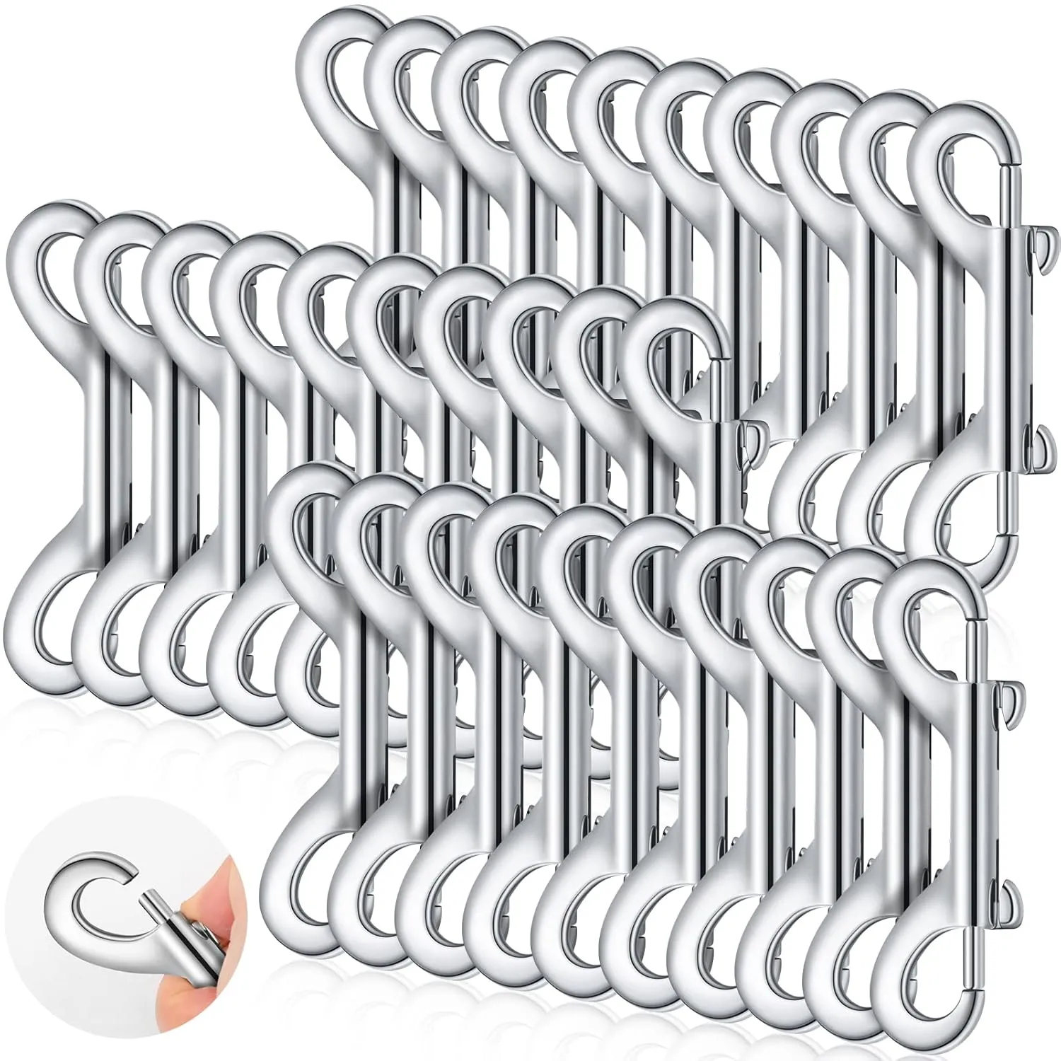 Hotop 30 Pcs 3.5 Inch Double Ended Bolt Snaps Hooks Zinc Alloy Trigger Chain Metal Clips Key Holder for Linking Key Chain Dog Leash Collar Pet Sling Feed Buckets(Silver)