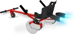 Hover-1 Falcon-1 Buggy Attachment | Turbo LED Lights, Compatible with All 6.5" & 8" Hoverboards, Hand-Operated Rear Wheel Control, Adjustable Frame, Easy Install