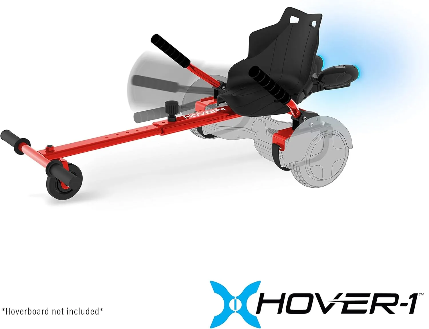 Hover-1 Falcon-1 Buggy Attachment | Turbo LED Lights, Compatible with All 6.5" & 8" Hoverboards, Hand-Operated Rear Wheel Control, Adjustable Frame, Easy Install