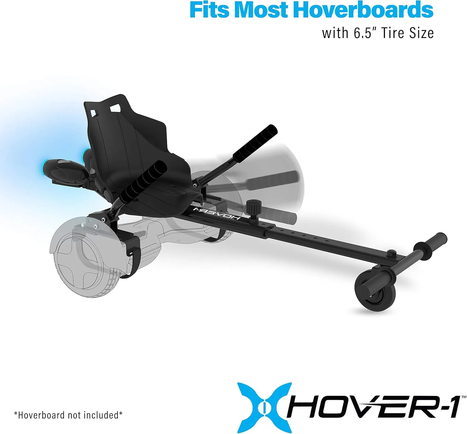 Hover-1 Falcon-1 Buggy Attachment | Turbo LED Lights, Compatible with All 6.5" & 8" Hoverboards, Hand-Operated Rear Wheel Control, Adjustable Frame, Easy Install