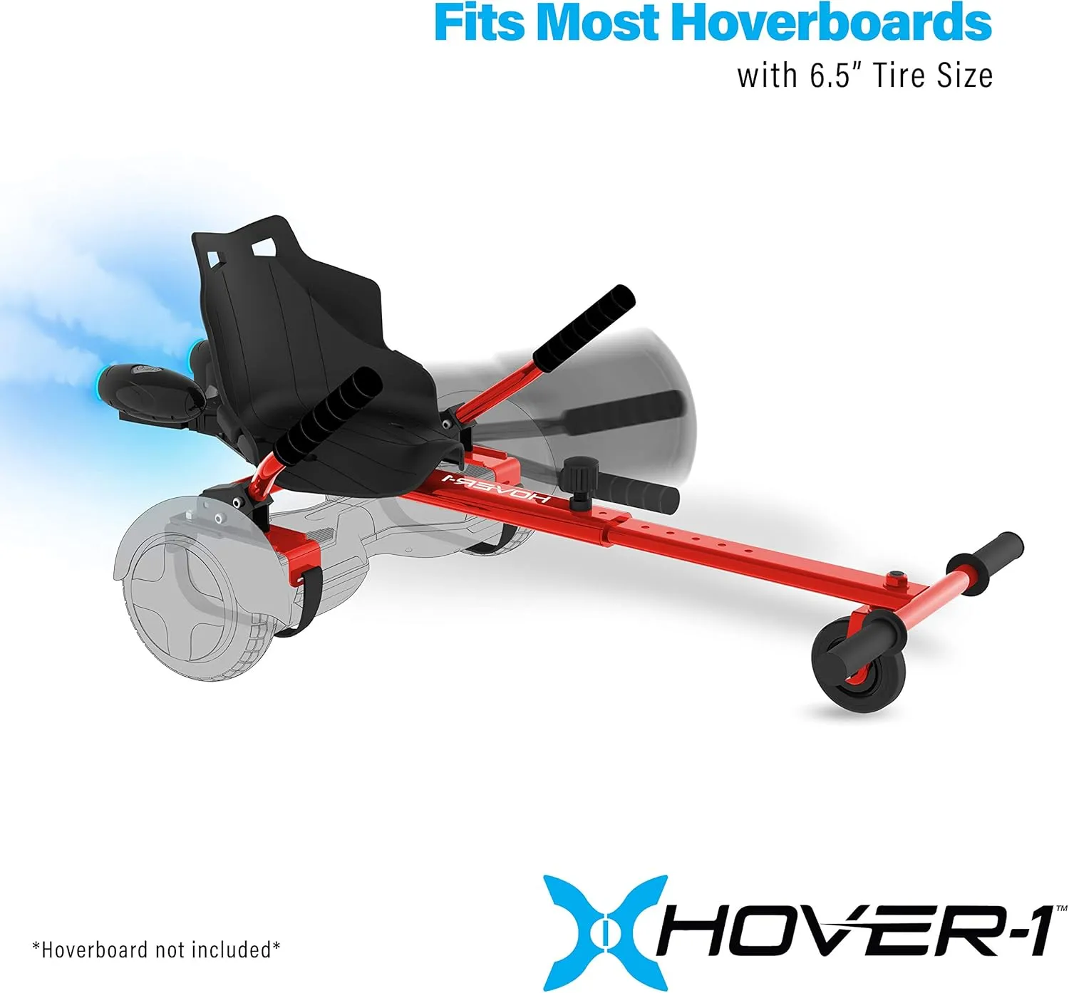 Hover-1 Falcon-1 Buggy Attachment | Turbo LED Lights, Compatible with All 6.5" & 8" Hoverboards, Hand-Operated Rear Wheel Control, Adjustable Frame, Easy Install
